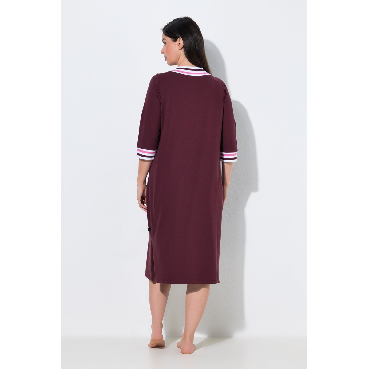 Chemise de nuit V, manches 3/4 rouge vin foncé, ULLA POPKEN