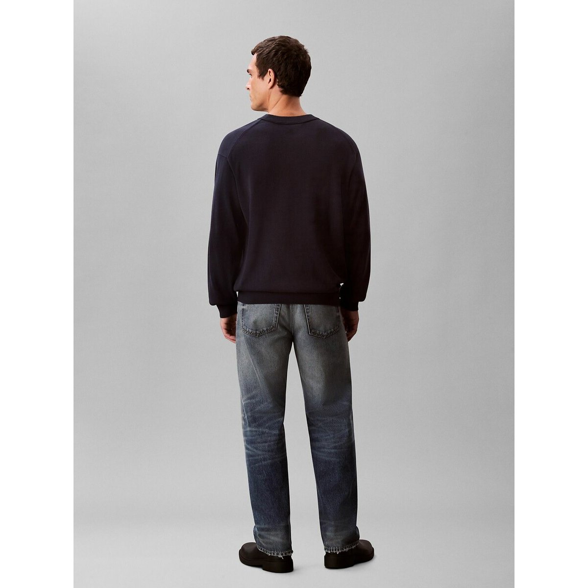 Pull col rond bleu marine, CALVIN KLEIN