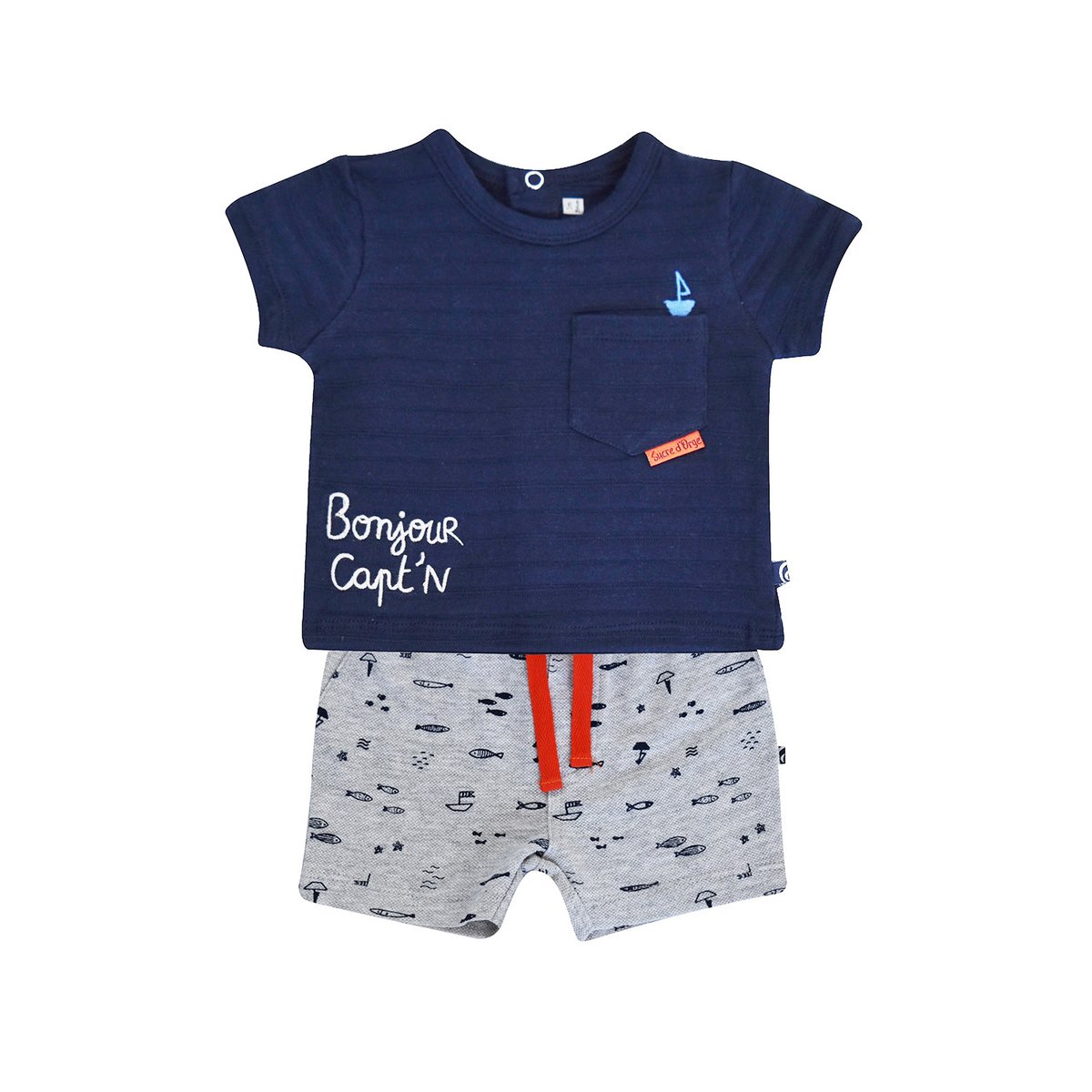 Tee shirt short eliot naissance bleu, SUCRE D'ORGE