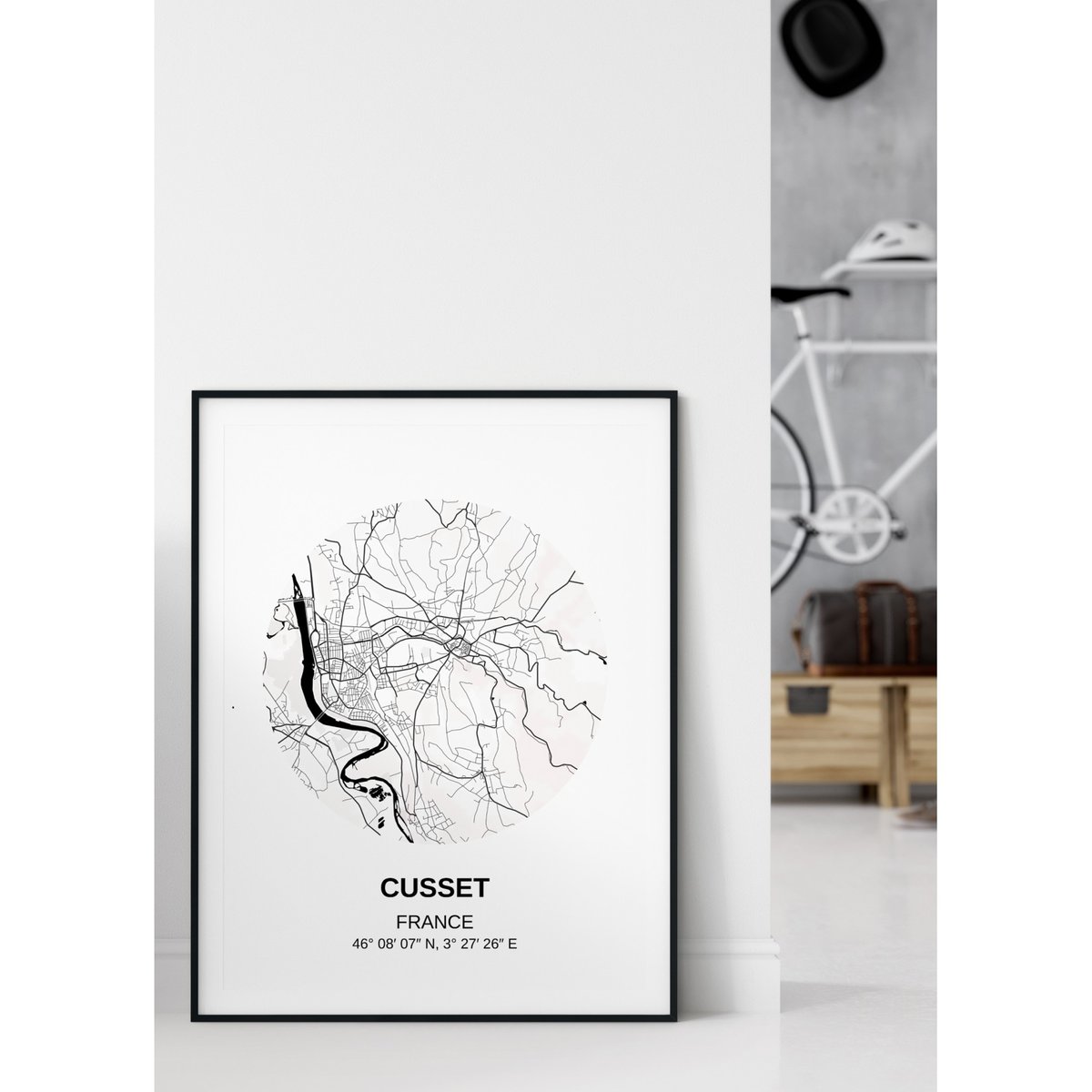 Affiche Carte Cusset blanc, L'AFFICHERIE