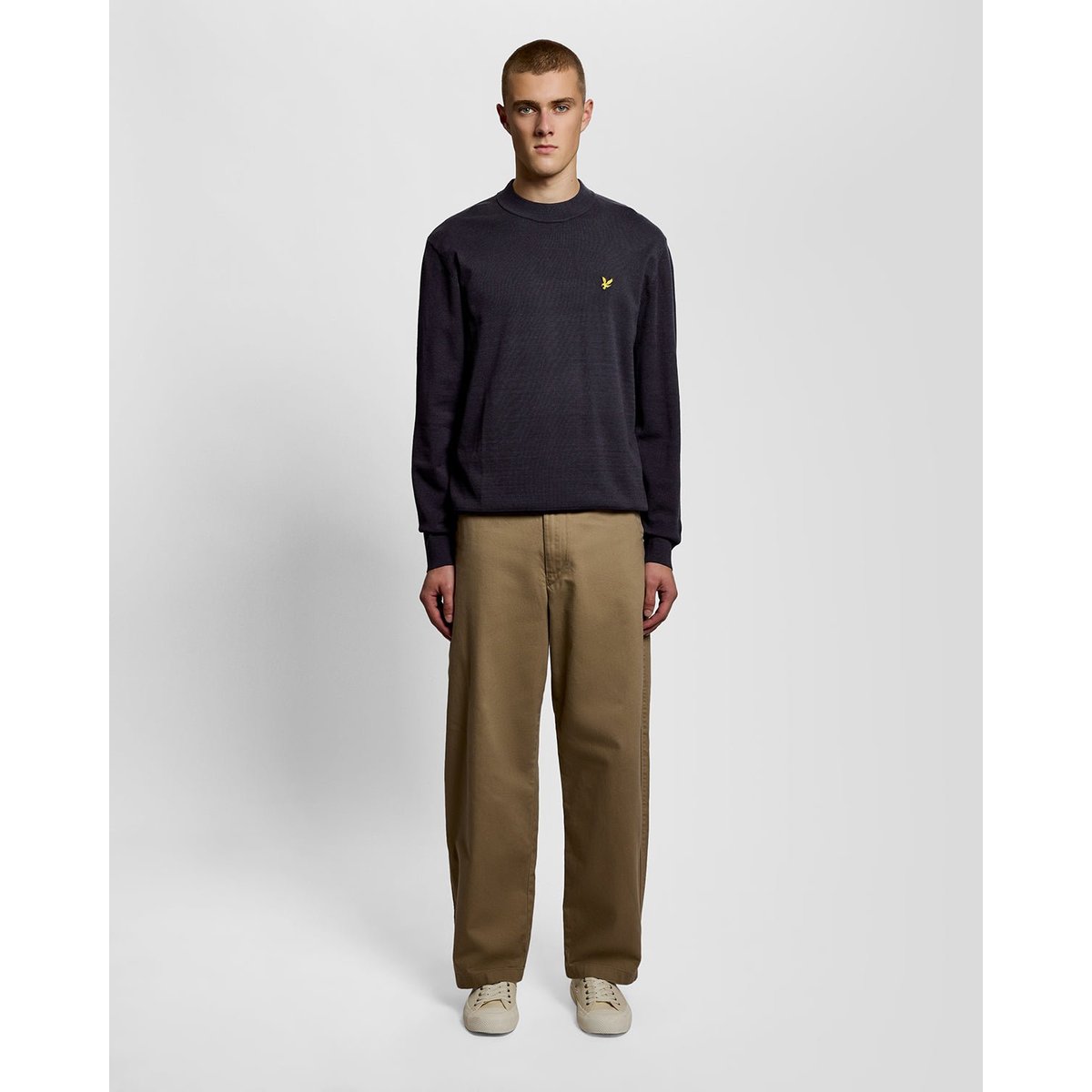 Pull coupe décontractée col montant bleu foncé marine, LYLE & SCOTT