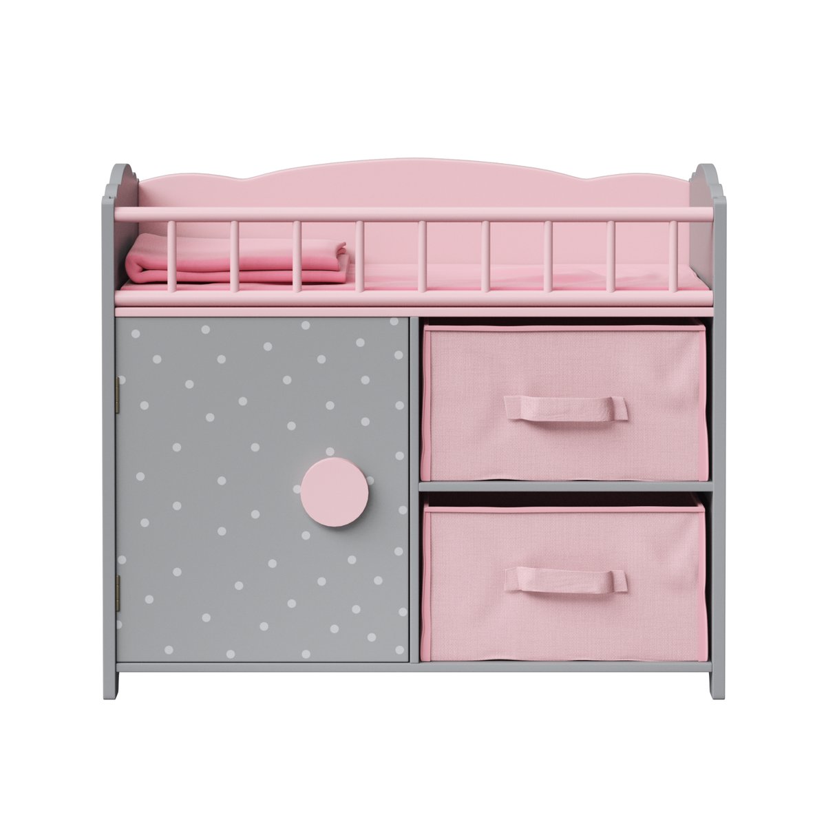 Berceau poupée avec rangement, Bois, POLKA DOTS PRINCESS rose, TEAMSON KIDS