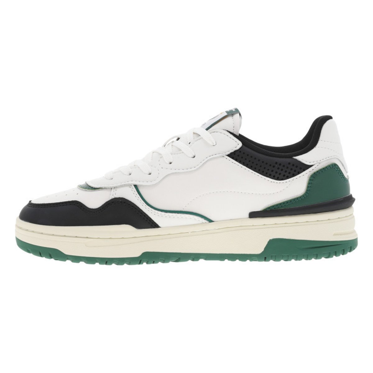 Sneakers blanches et vertes à semelle plate avec lacets plats et logos embossés blanches, PEPE JEANS