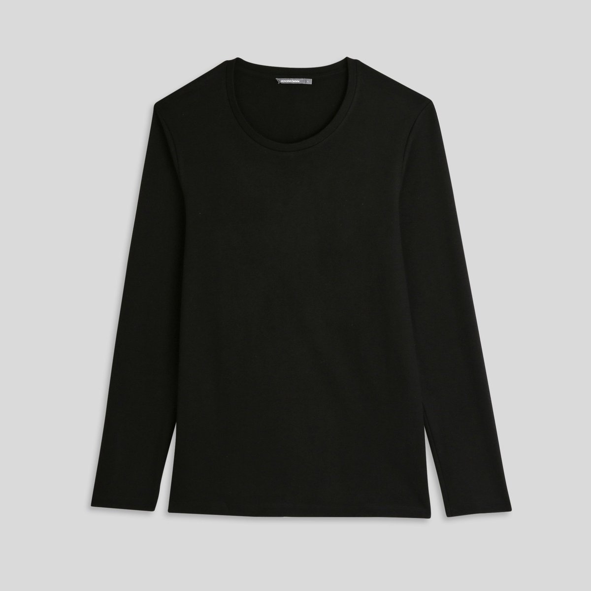 T-shirt chaud manches longues en coton, Bio noir, MONOPRIX