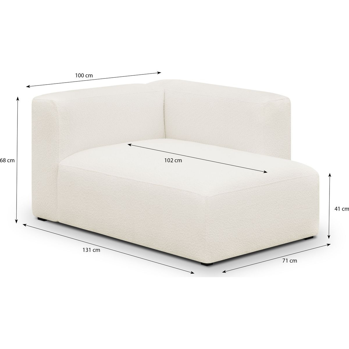 Méridienne d'angle à droite modulable en tissu bouclette - MODULO beige, HOMIFAB