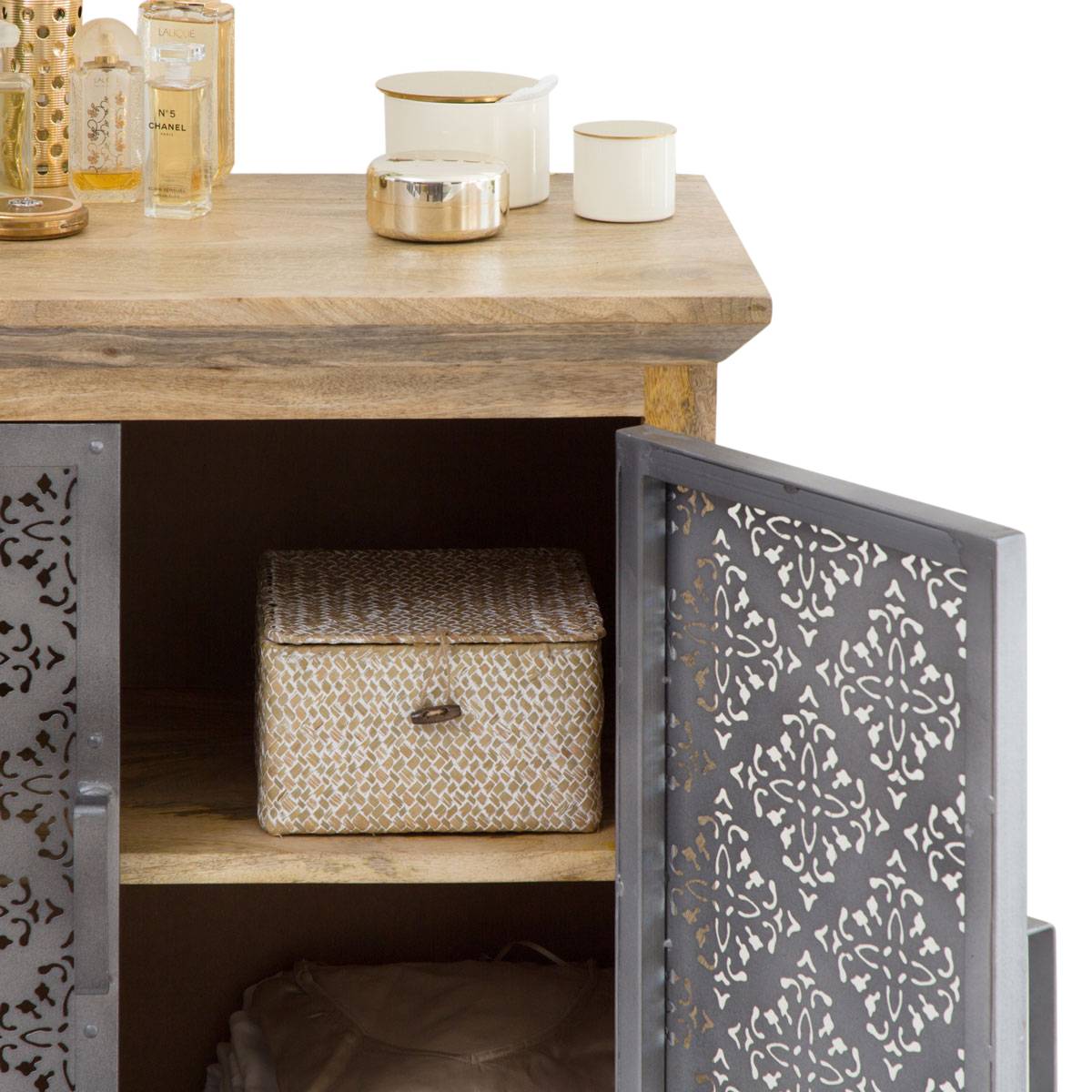 Buffet en bois de manguier SAHARA gris, MADE IN MEUBLES