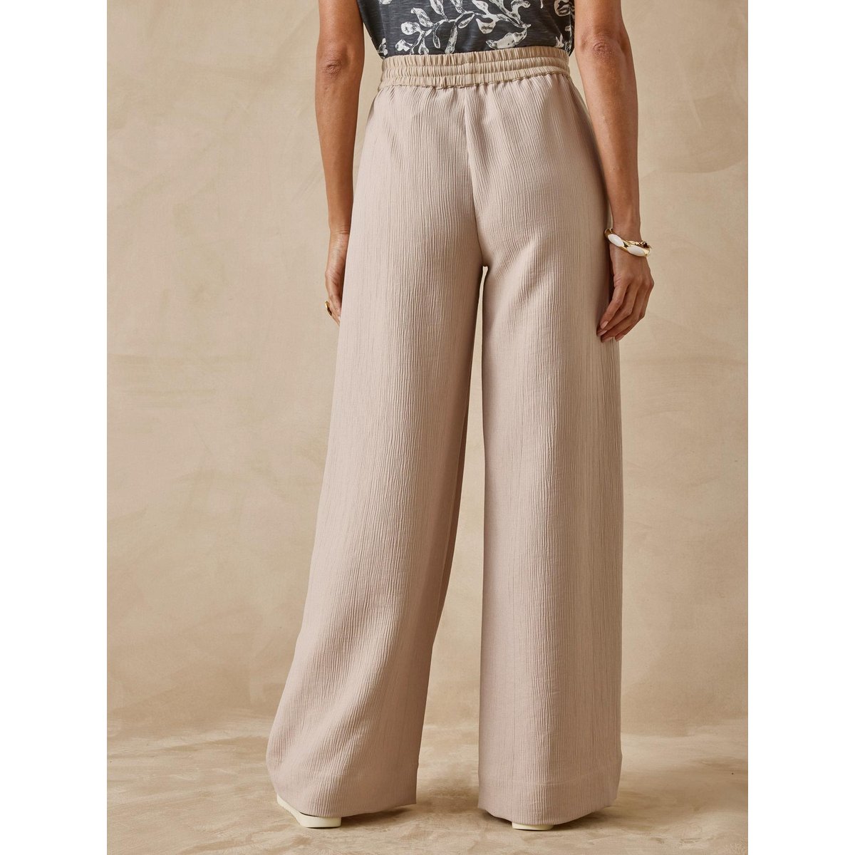 Pantalon effet froissé coupe large beige, DAXON