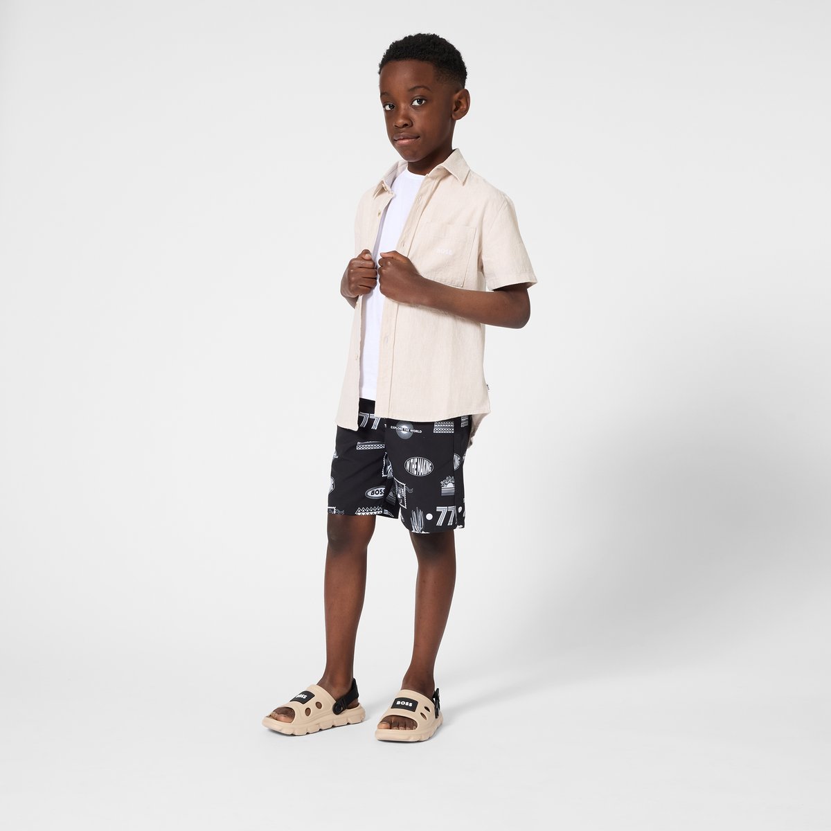 Chemise manches courtes ivoire, BOSS KIDSWEAR