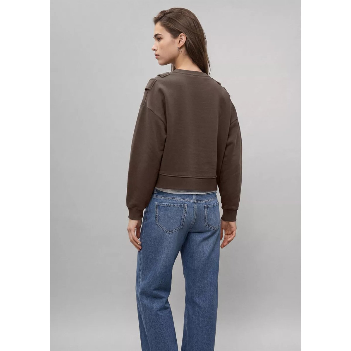 Sweat en coton avec boutons aux épaules marron, MANGO TEEN