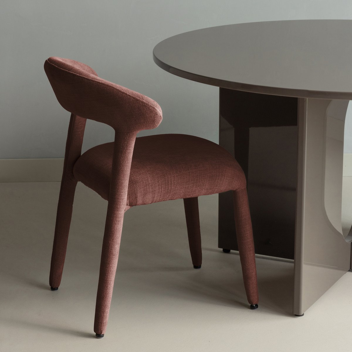 Lot de 2 chaises de salle à manger en aspect lin SILE bordeaux, WOOOD