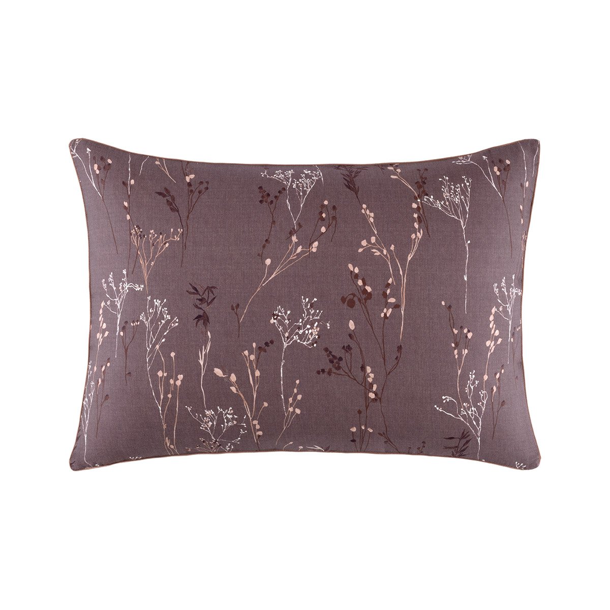 Taie d'oreiller en satin de coton marron, WILD MILLET multicolore, BOSS HOME