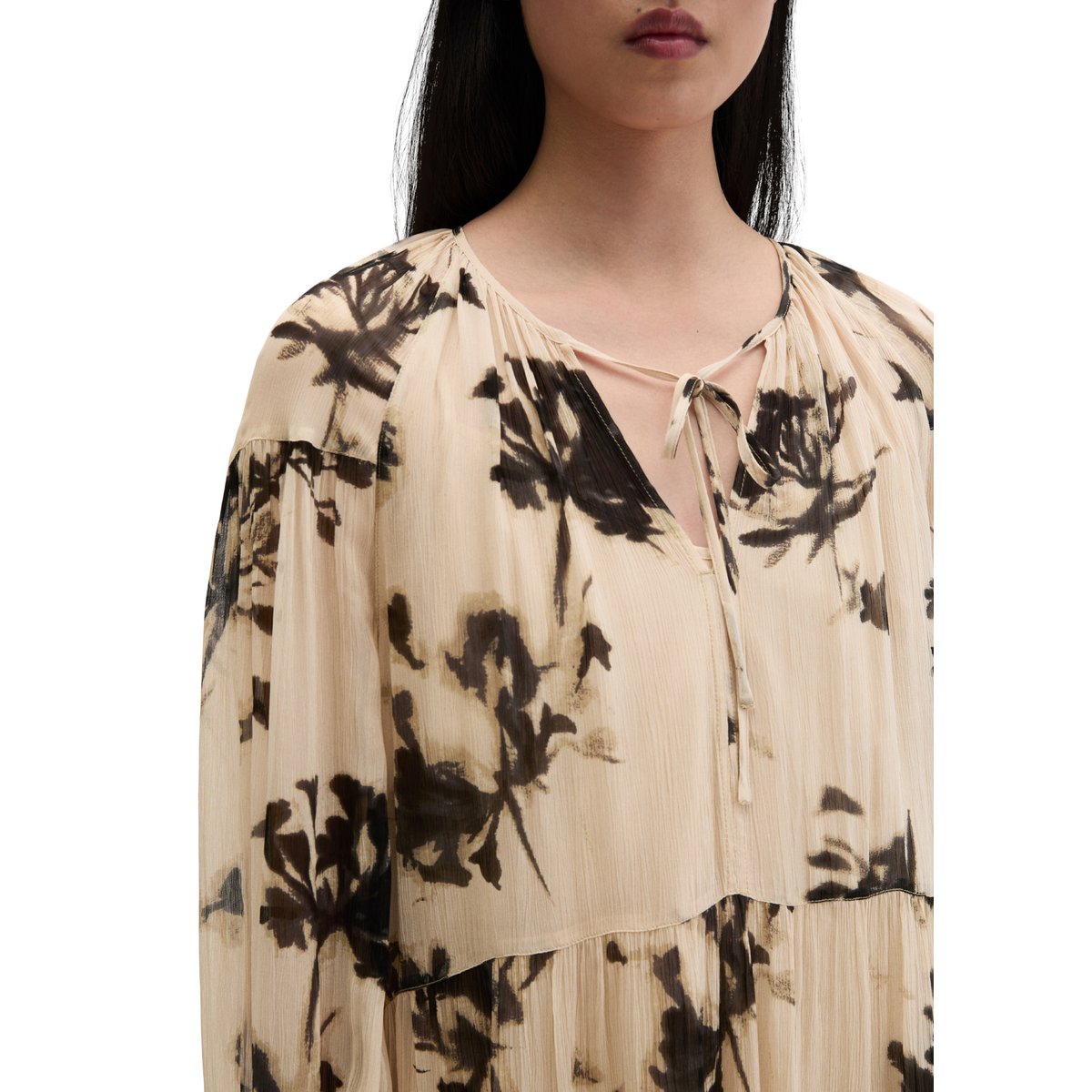 Robe imprimée loose en viscose froissée hellbraun, MARC O'POLO