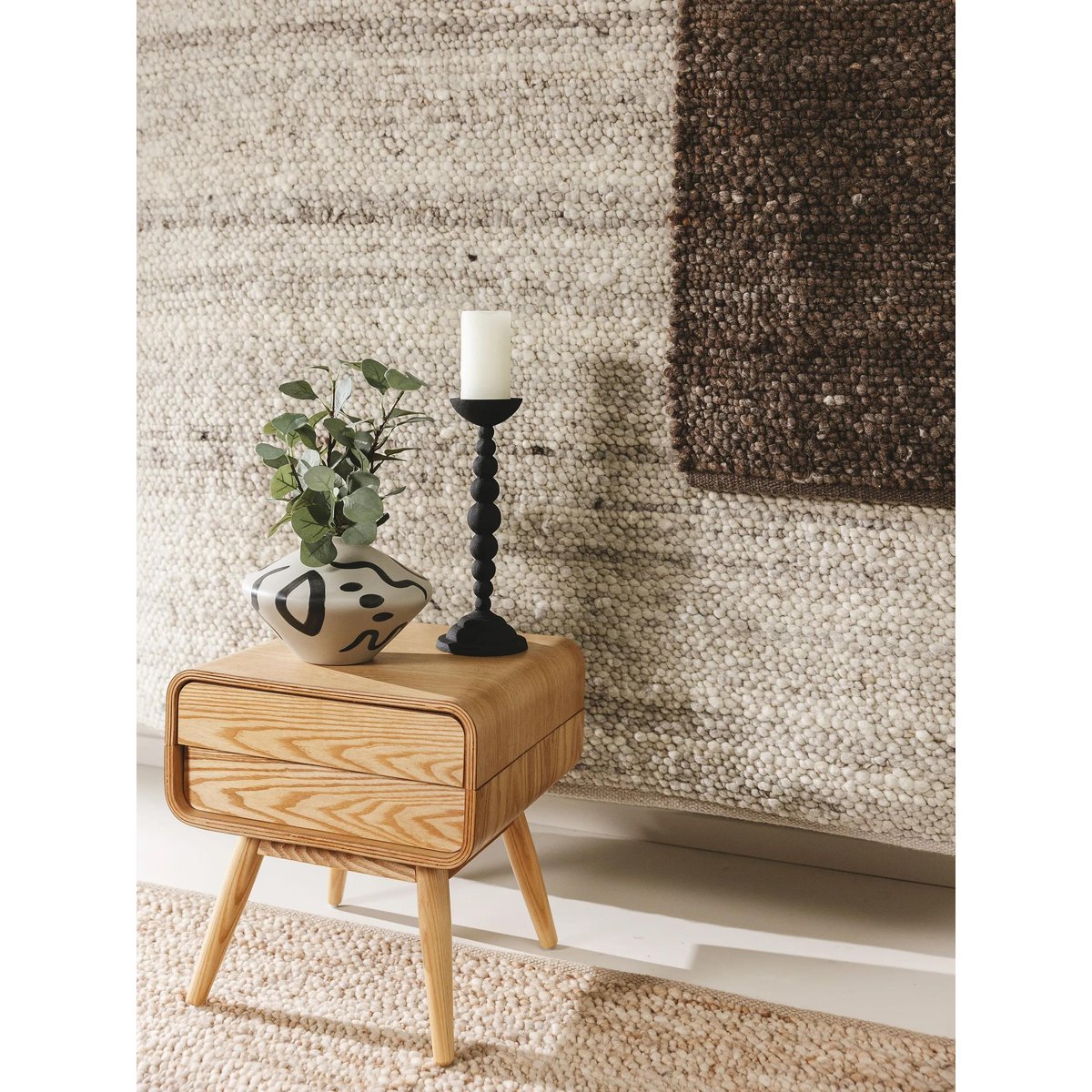 Tapis de couloir en laine tissé main FINN crème, BENUTA 