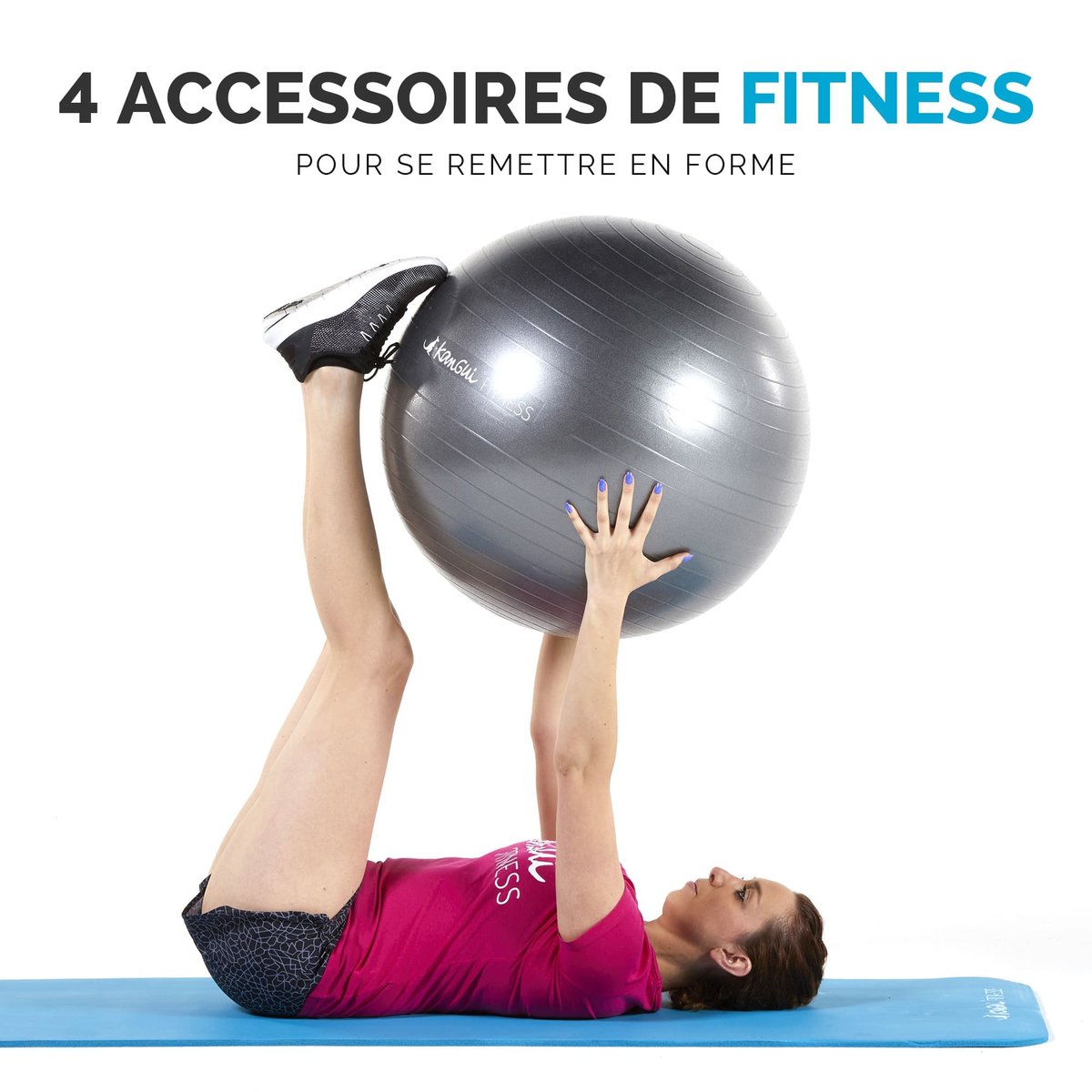 Pack d'accessoires de fitness | KIT HOME FITNESS - BASIC bleu / vert anis, KANGUI