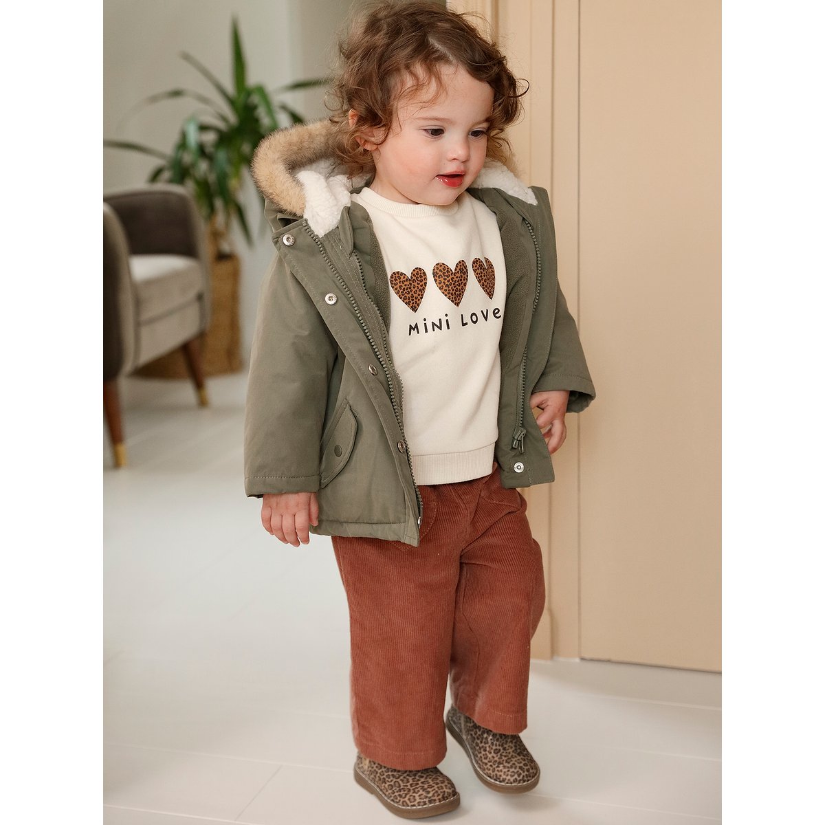 Parka + doudoune fine bébé 3 en 1 olive, VERTBAUDET