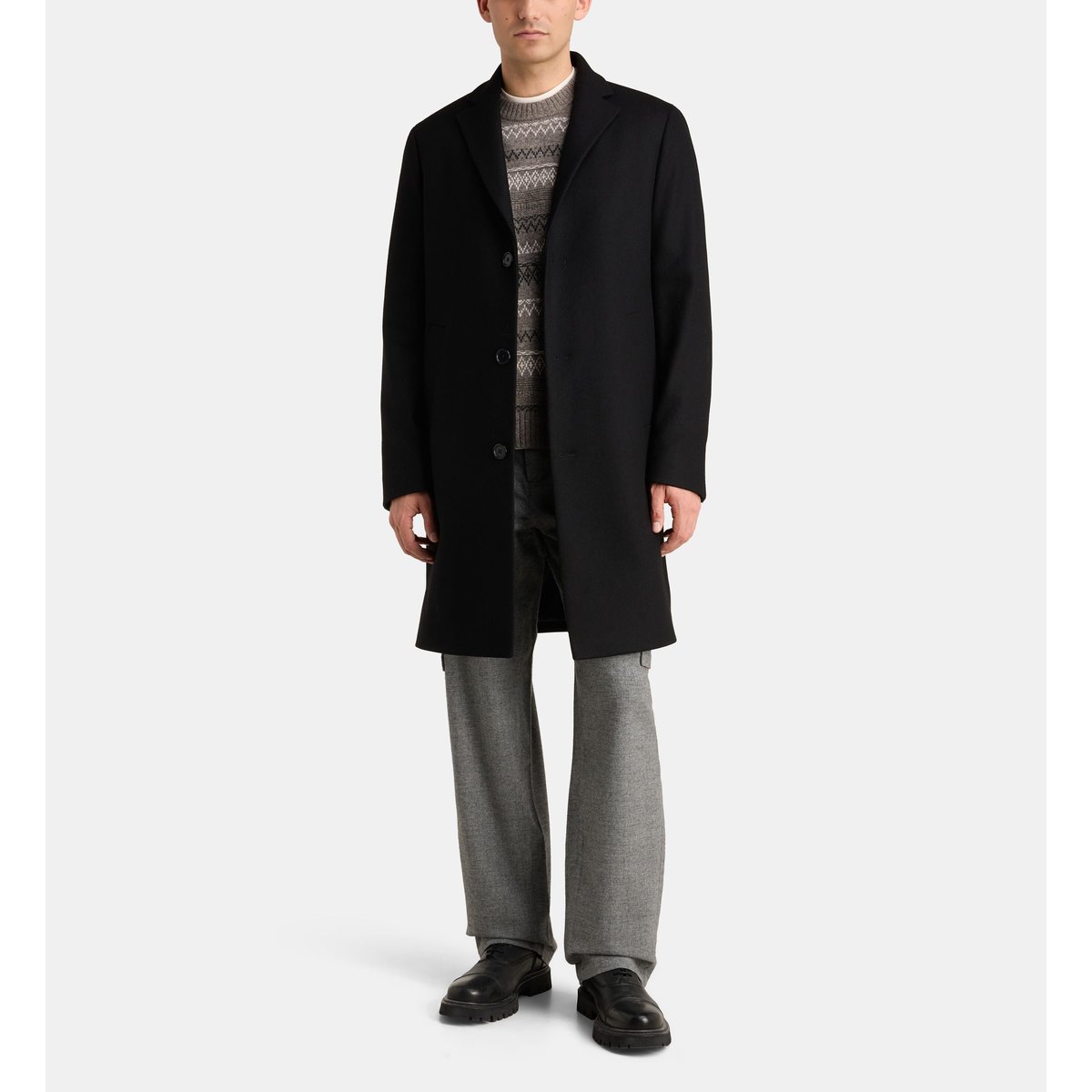 Manteau mi-long toat en laine mélangée noir, GALERIES LAFAYETTE