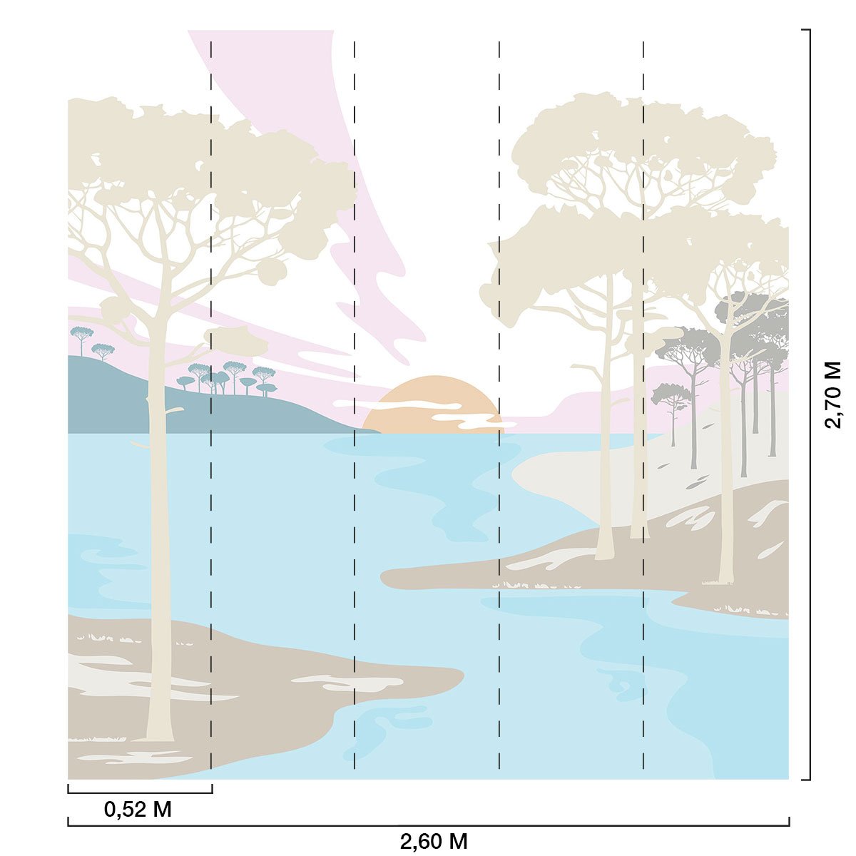 Papier peint lac et pinède intissé, HEXOA