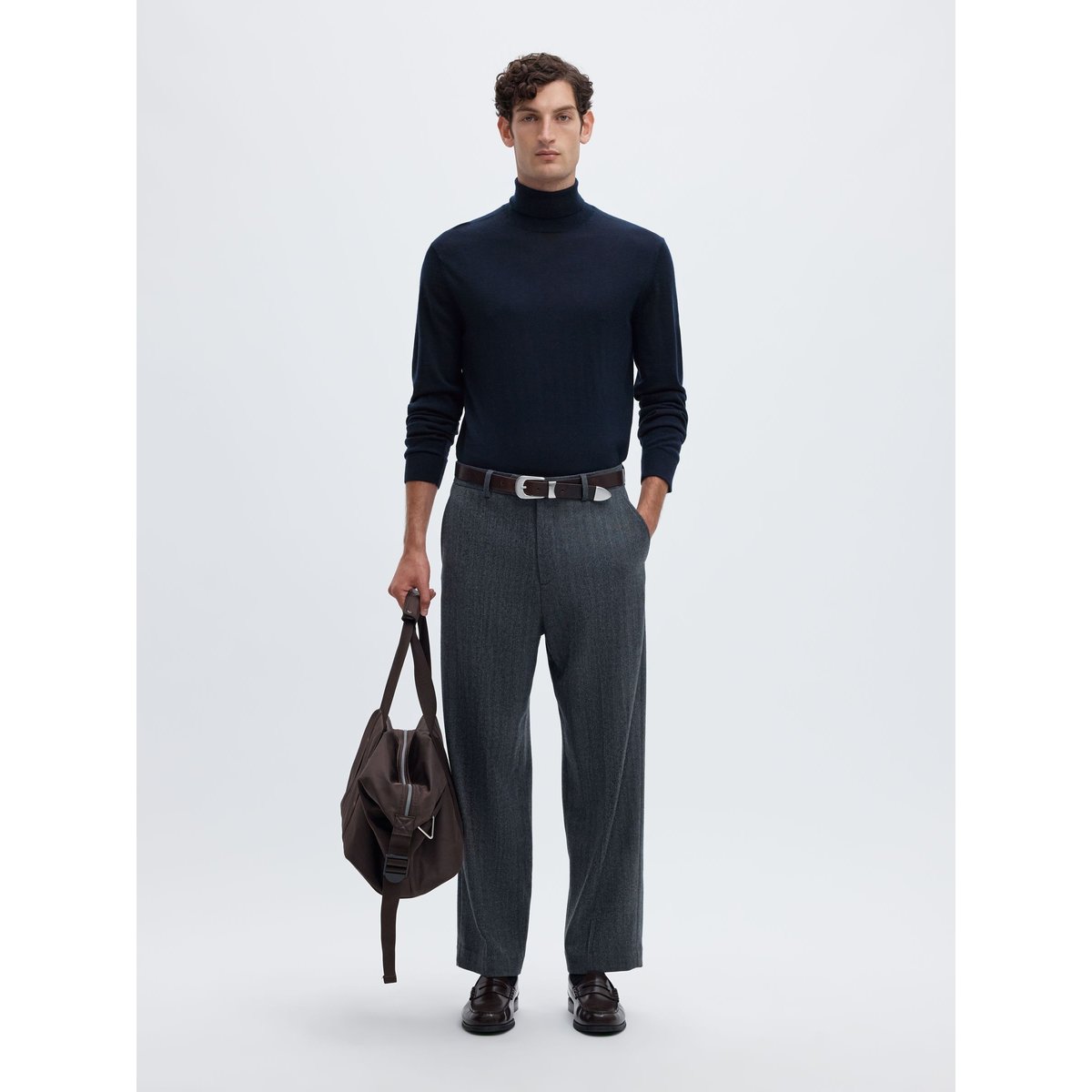 Col Roulé navy blazer, SELECTED