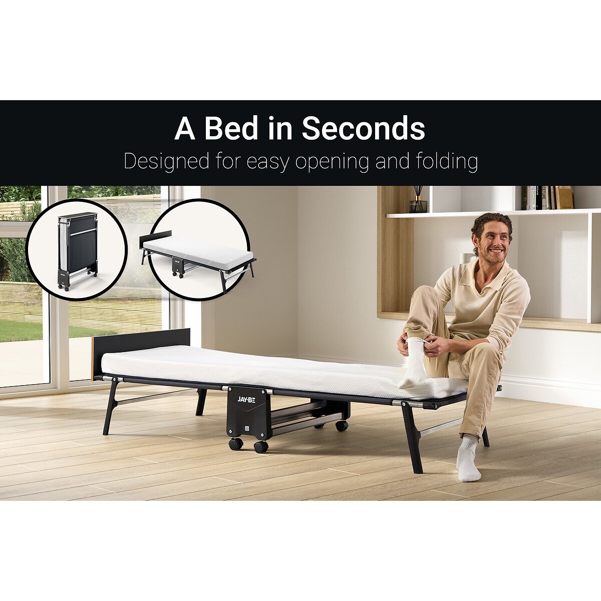 Jay-Be® Rollaway Folding Bed with Memory Mattress black, JAY-BE