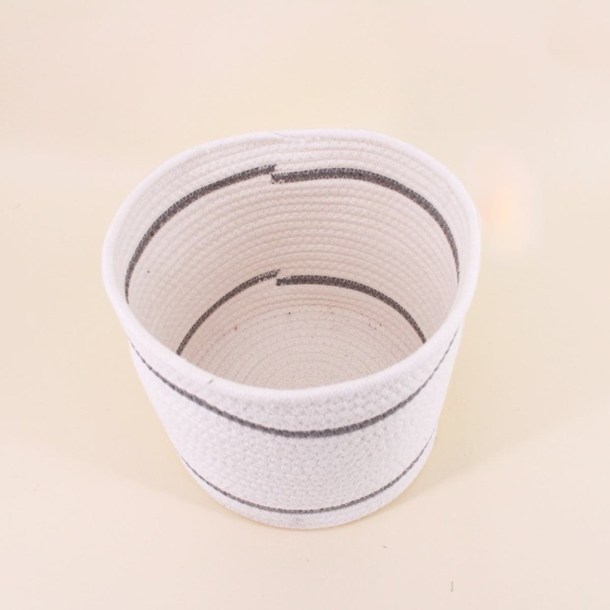 Lot de 3 paniers ronds en corde détail blanc, AZAO
