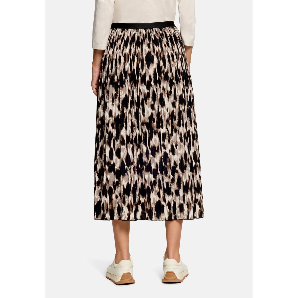 Jupe plissée à élastique beige/noir, BETTY BARCLAY