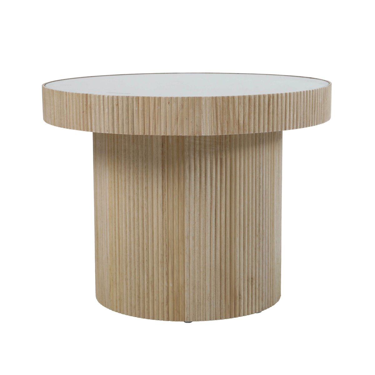 Table basse en MDF, bois et verre trempé marron, OVIALA