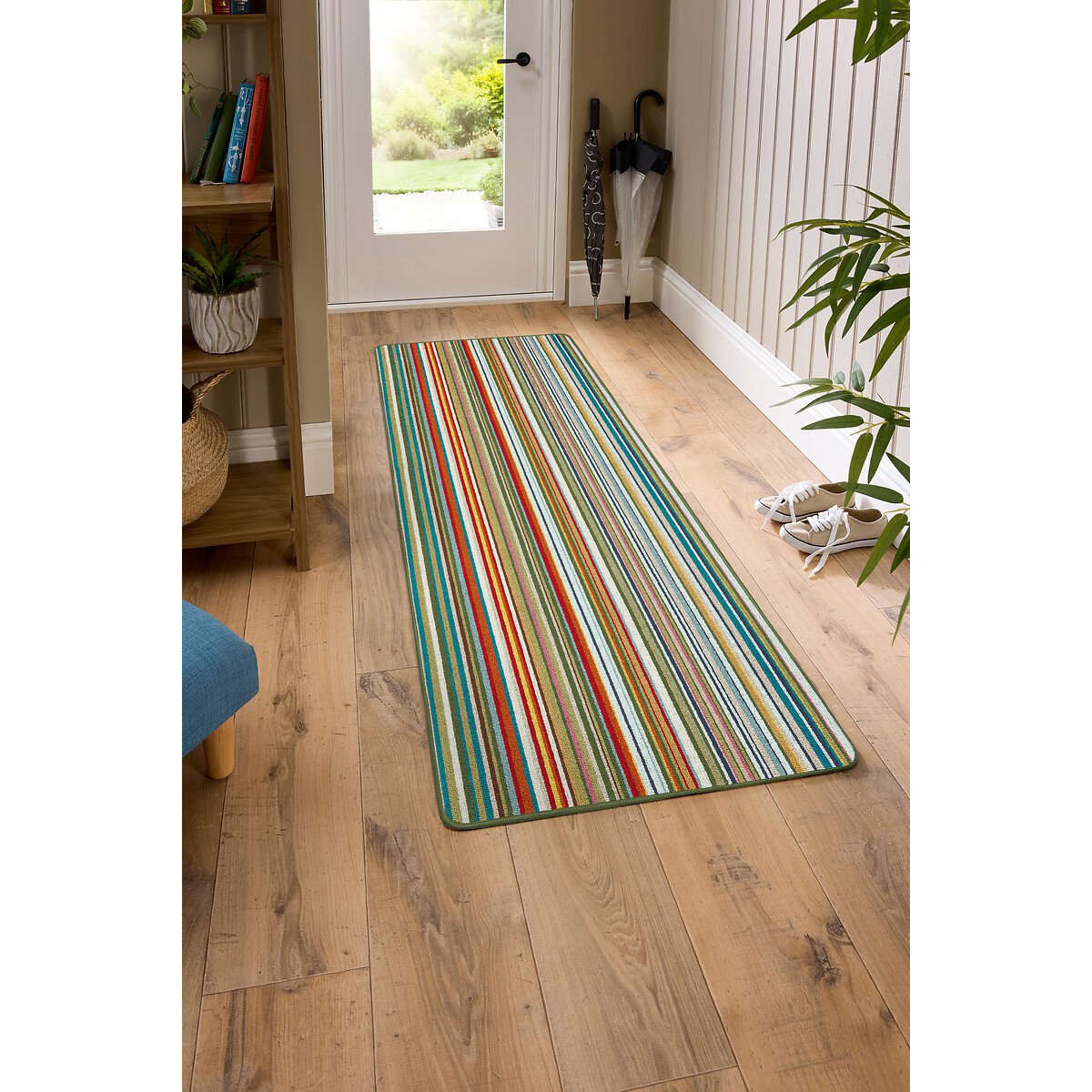 My Stain Resistant Candy Multi Green Stripe Runner Mat green striped, MY MAT