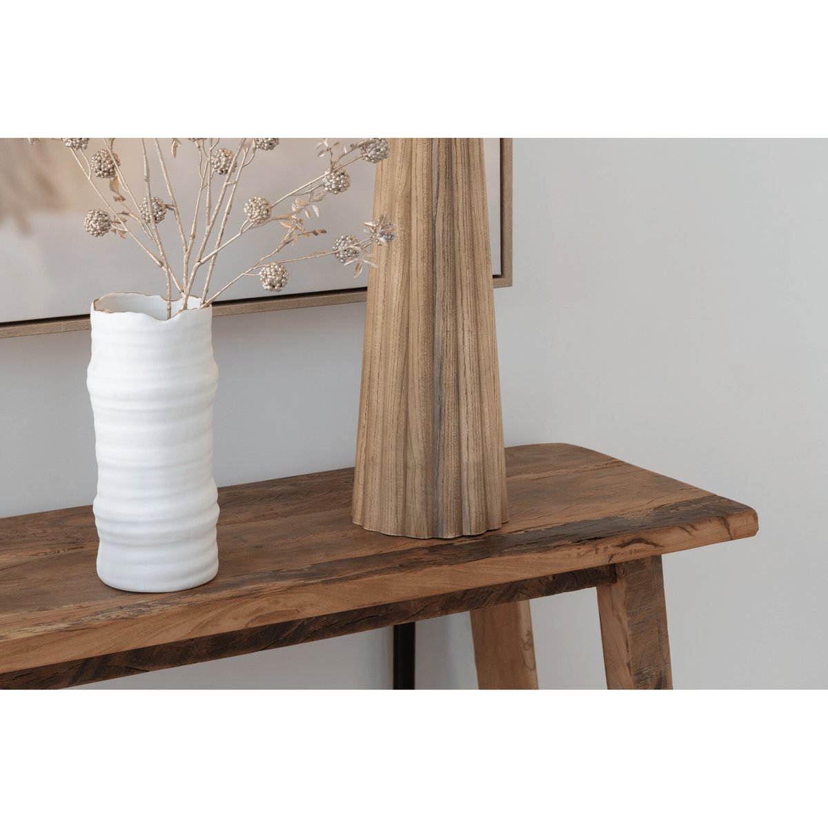 Console double plateau en bois recyclé L120 - CARRIE naturel, HELLIN, DEPUIS 1862