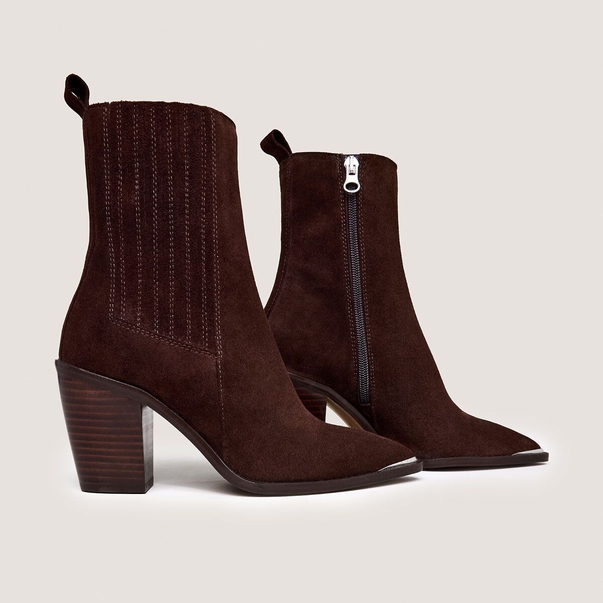 Botas de salto alto, em pele macia, DENONIE chocolate, JONAK
