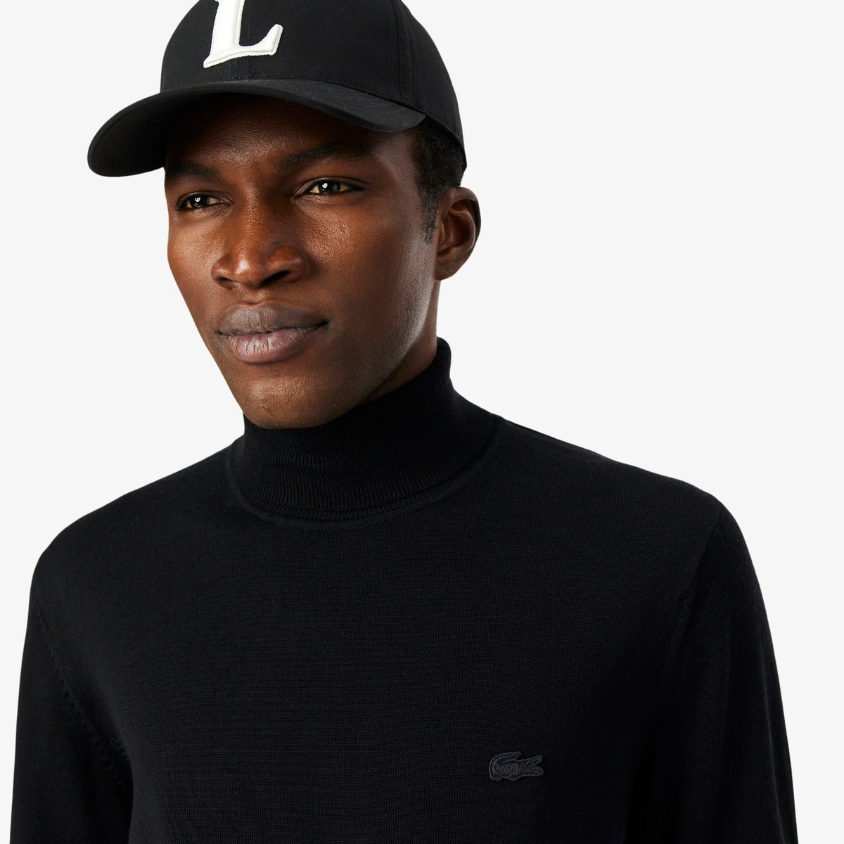 Pull en laine mérinos col roulé noir-031, LACOSTE