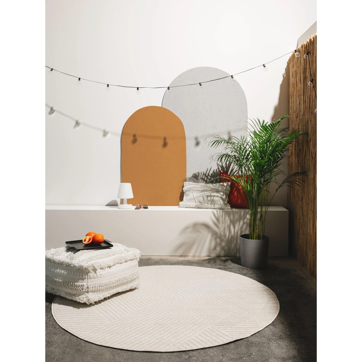 Tapis d'extérieur & intérieur rond MARS crème, BENUTA