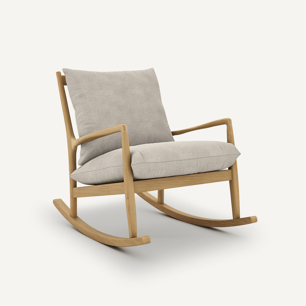 Rocking-chair chêne, plaqué et lin, Dilma lin, AM.PM