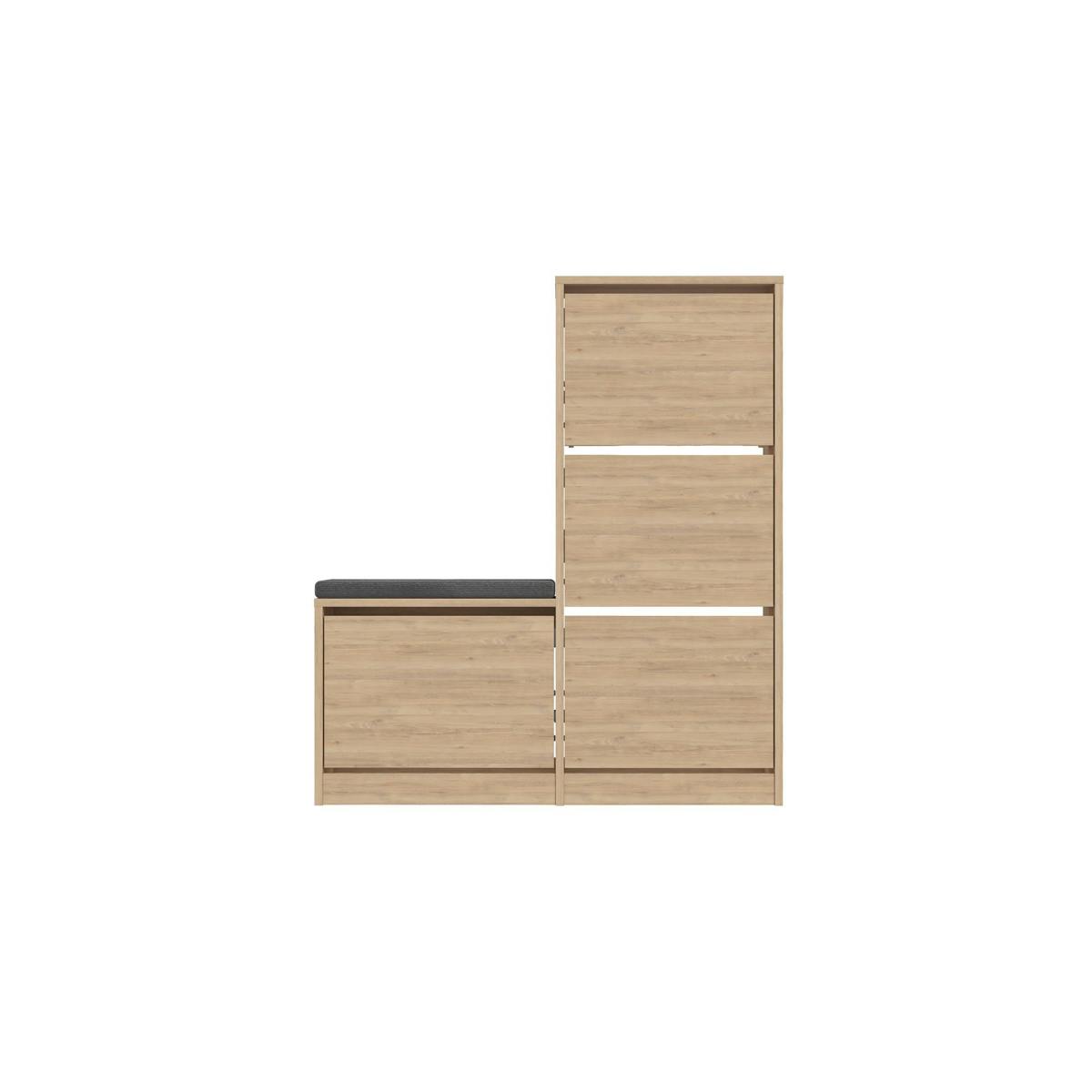 Meuble à chaussures 4 portes + banc MARFA chêne blanc, PIER IMPORT