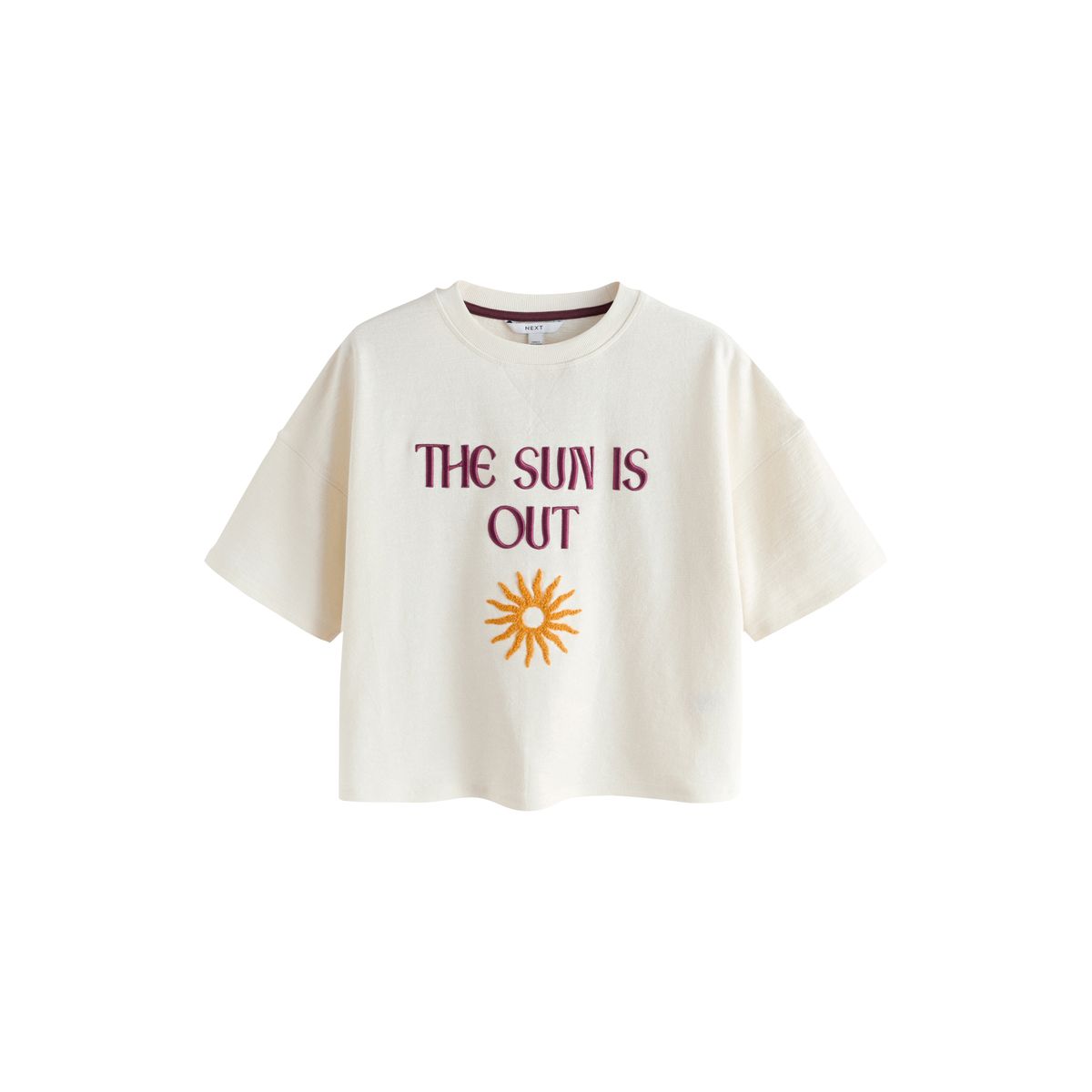 T-shirt écru avec broderie et motif estival écru, NEXT