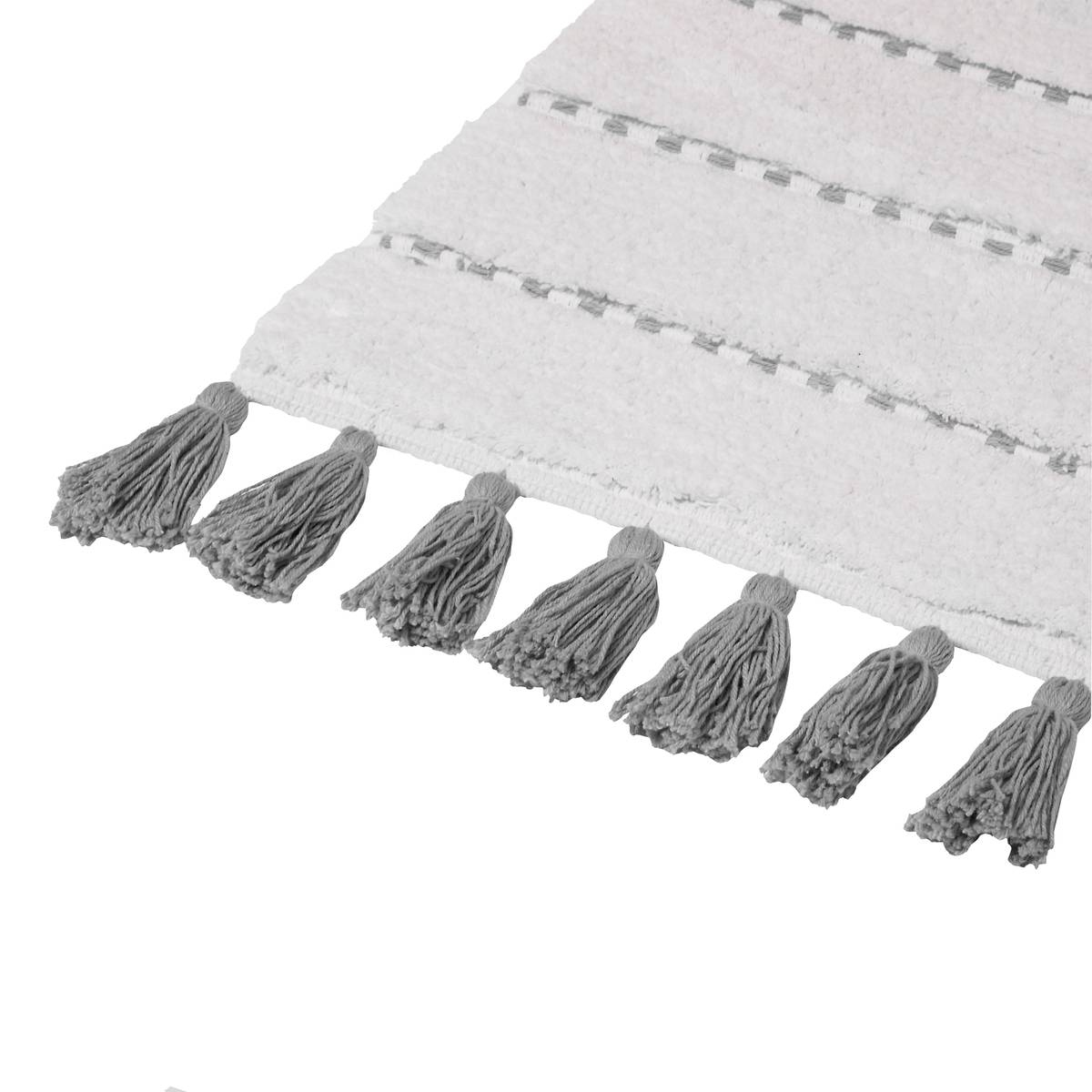 Tapis de bain en coton à franges 50x75cm SOLAR POWER gris, 5FIVE SIMPLY SMART