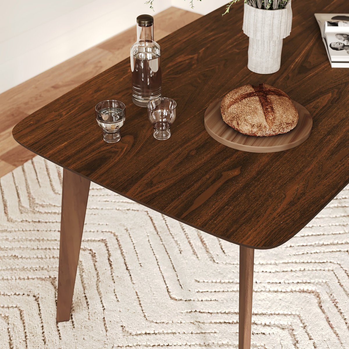 Table rectangulaire 4/6 personnes extensible en bois 150/180 cm - OMAN bois foncé, MAISON PAVANE