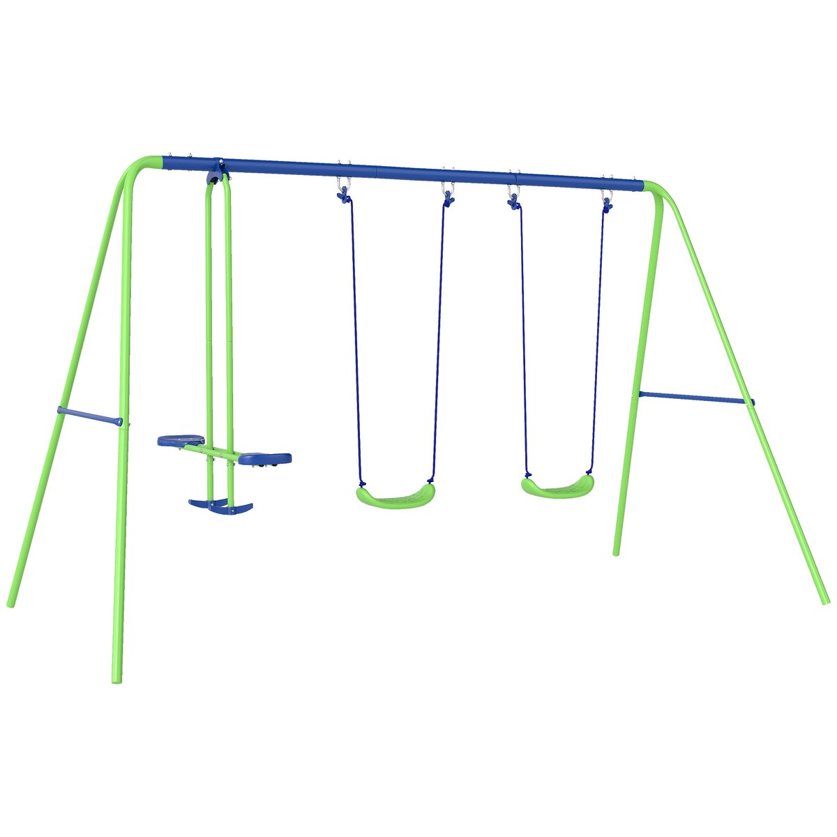 Balançoire pour enfants Métal Vert, Bleu vert, OUTSUNNY