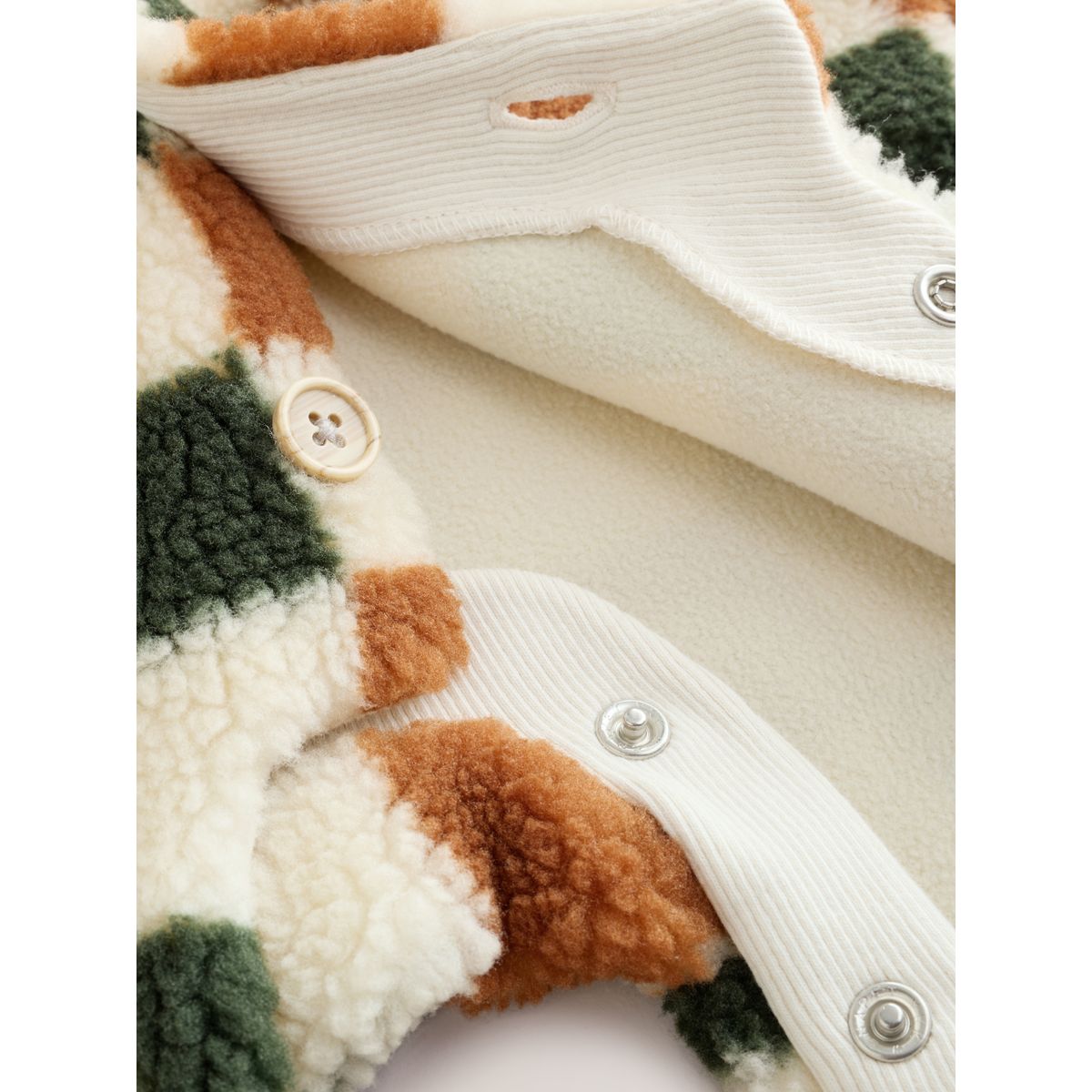 Combinaison bébé capuche peau lainée damier, NEXT