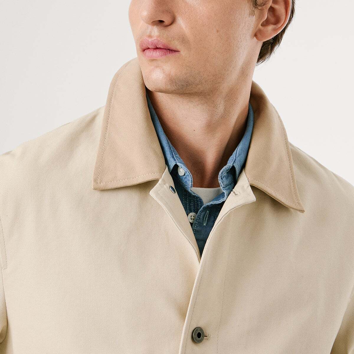 Veste En Toile Avec Col Chemise beige pied, PEPE JEANS
