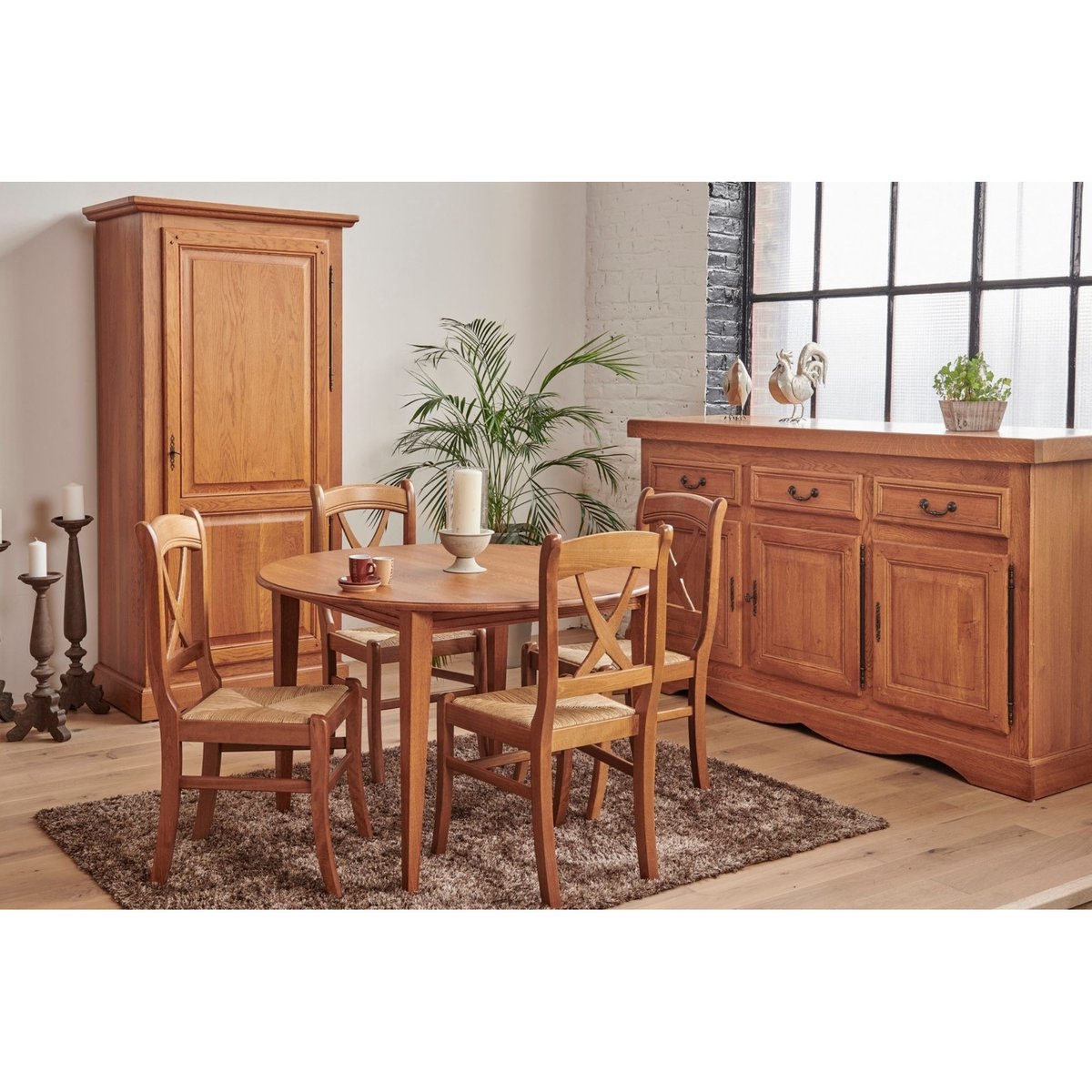 Table ronde extensible chêne moyen D115 + 3 rallonges - VICTORIA bois clair, HELLIN, DEPUIS 1862