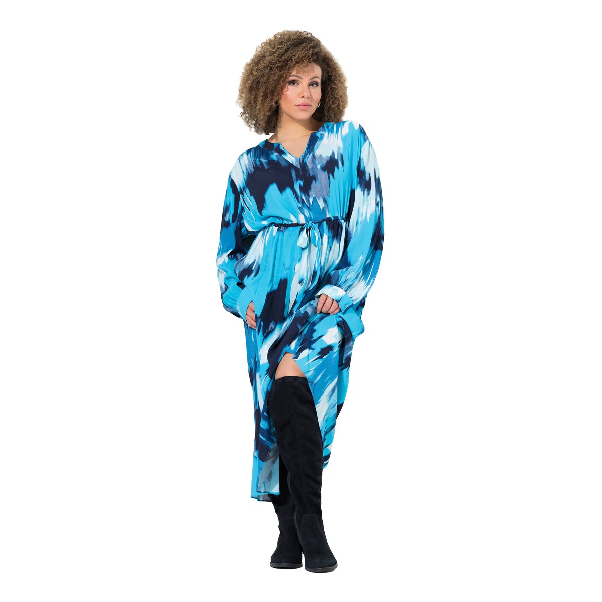 Robe maxi oversize en crêpe aigue-marine, ULLA POPKEN