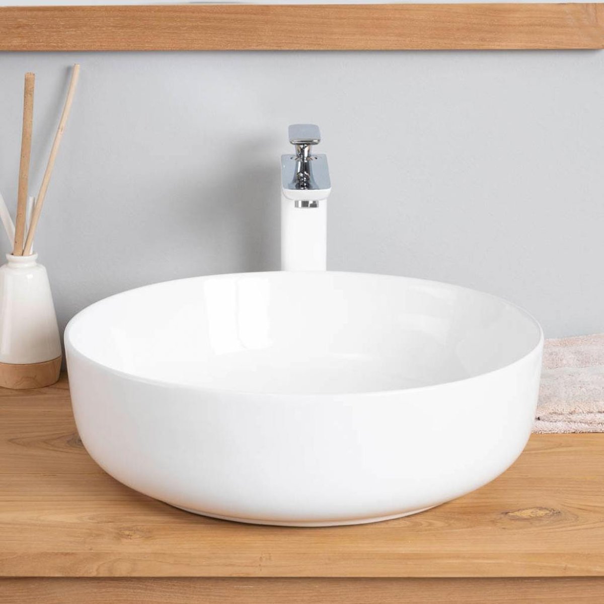 Vasque en céramique ronde 45 cm IPSO blanc, WANDA COLLECTION