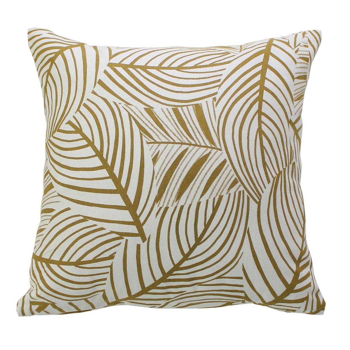 Coussin décoratif feuillage graphique en coton recyclé bronze, HOME MAISON