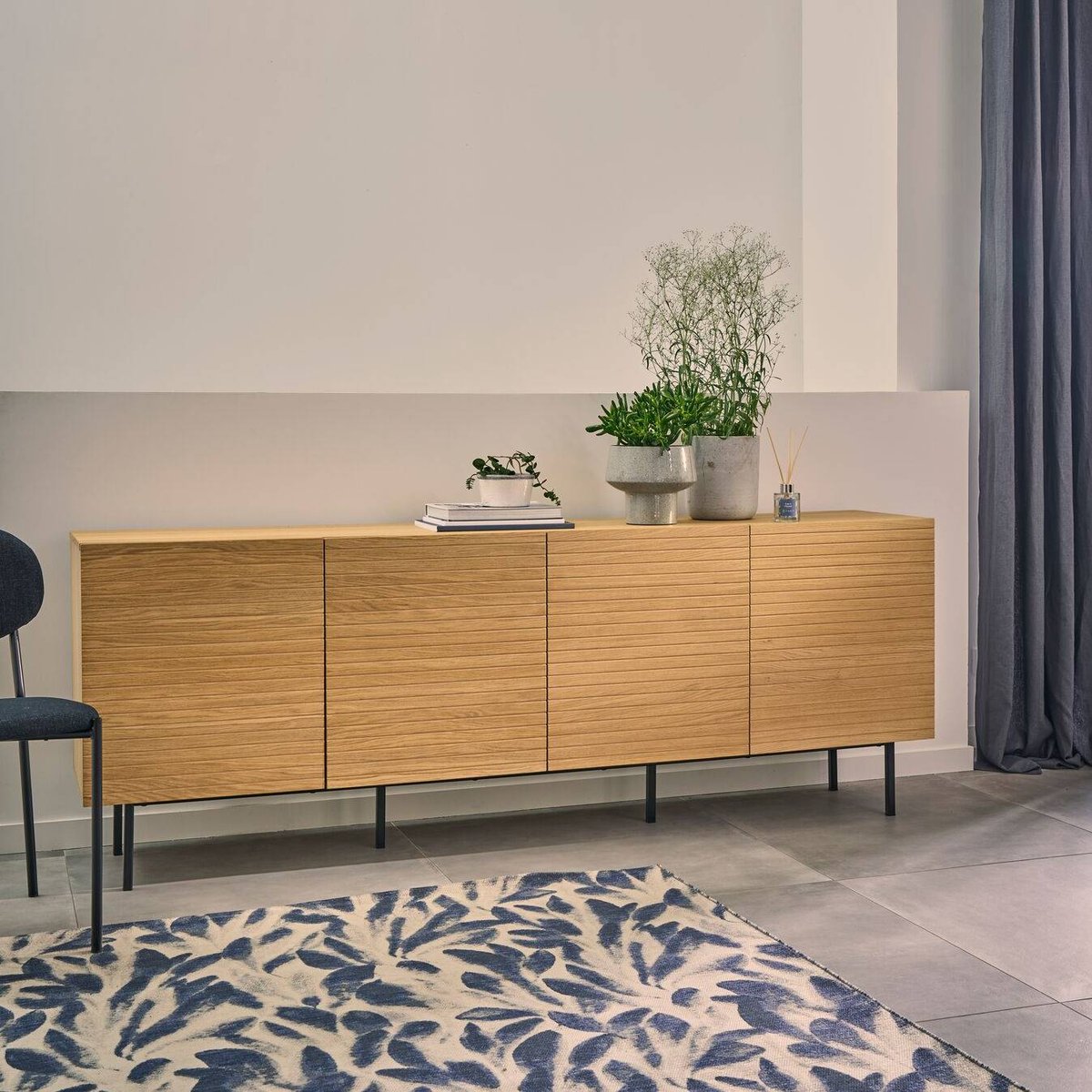 Buffet 4 portes bois pieds métal - ALEX bois clair, CAMIF
