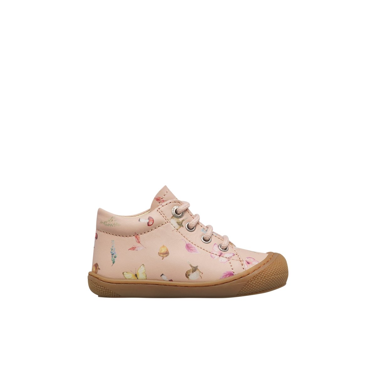 Chaussures premiers pas en cuir COCOON rose poudré-marron, NATURINO