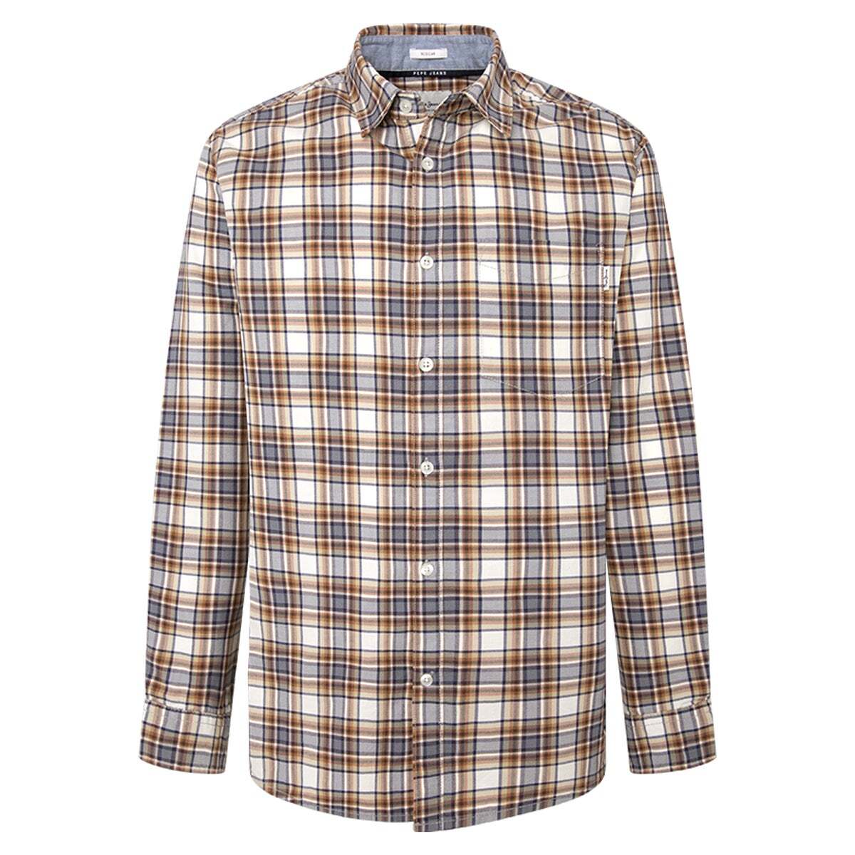 Chemise Coupe Regular À Carreaux orange rouille, PEPE JEANS