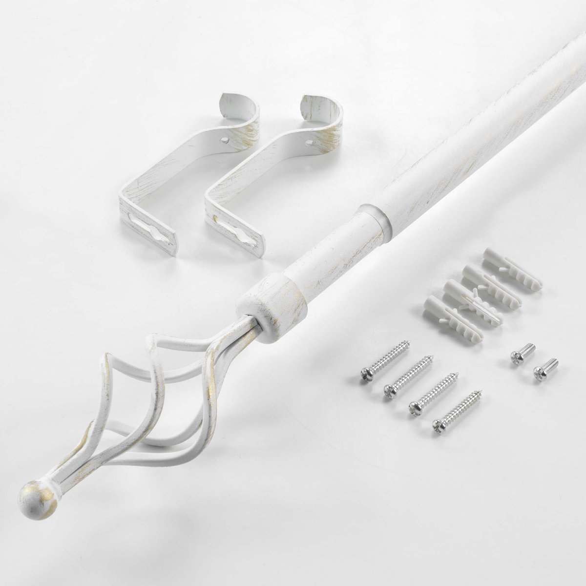 Tringle extensible en kit patiné - 120-210 cm blanc, DOUCEUR D'INTÉRIEUR