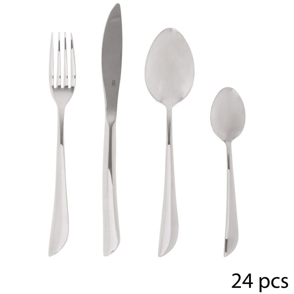 Ménagère en acier inoxydable 24 pièces SERRAT argent, SECRET DE GOURMET