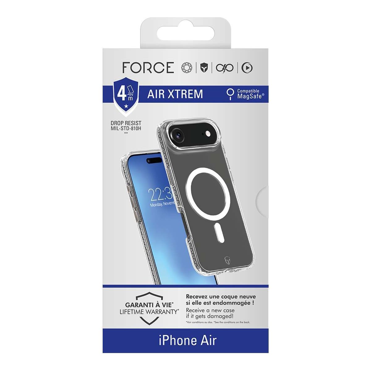Coque iPhone Air MagSafe Xtem transparente couleur unique, FORCE CASE