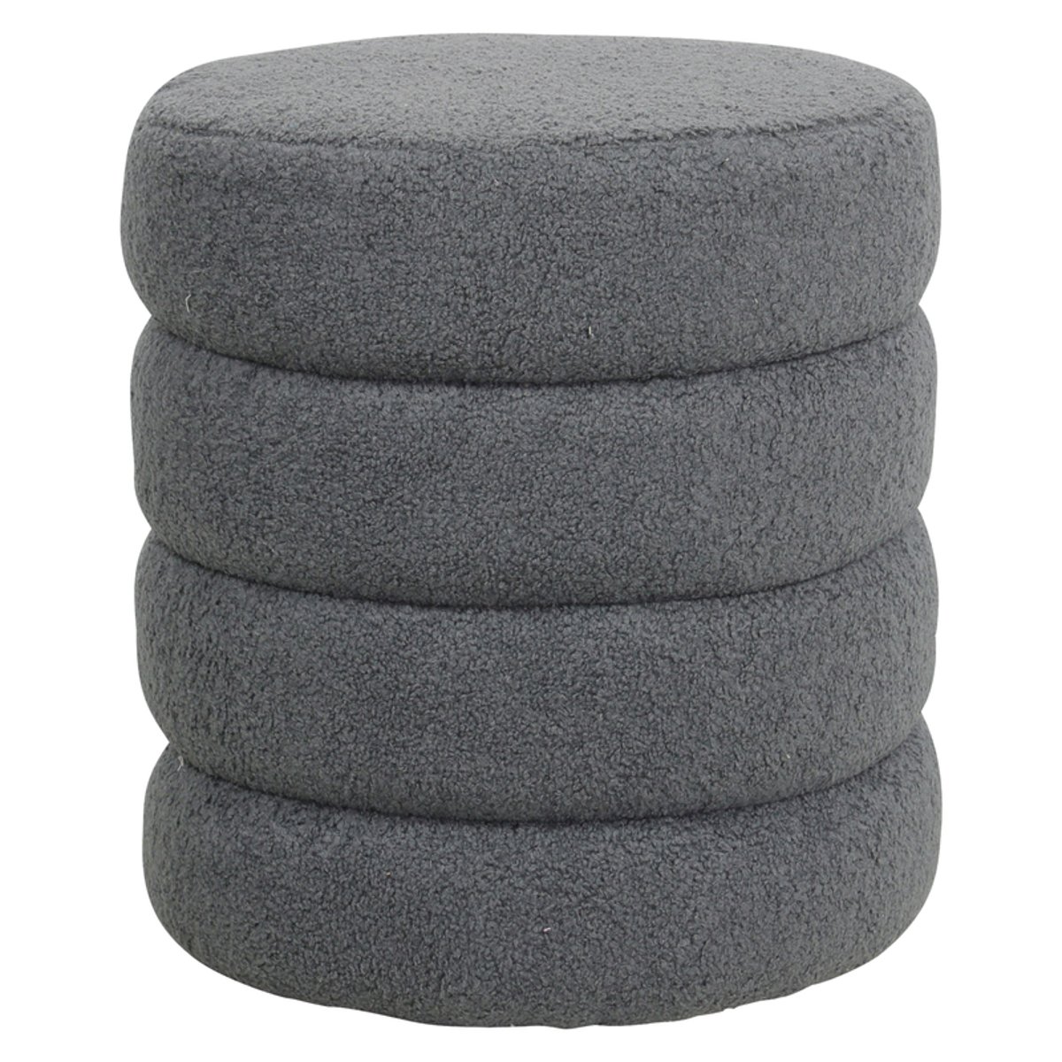 Pouf tissu bouclette rase gris bleu, ZAGO